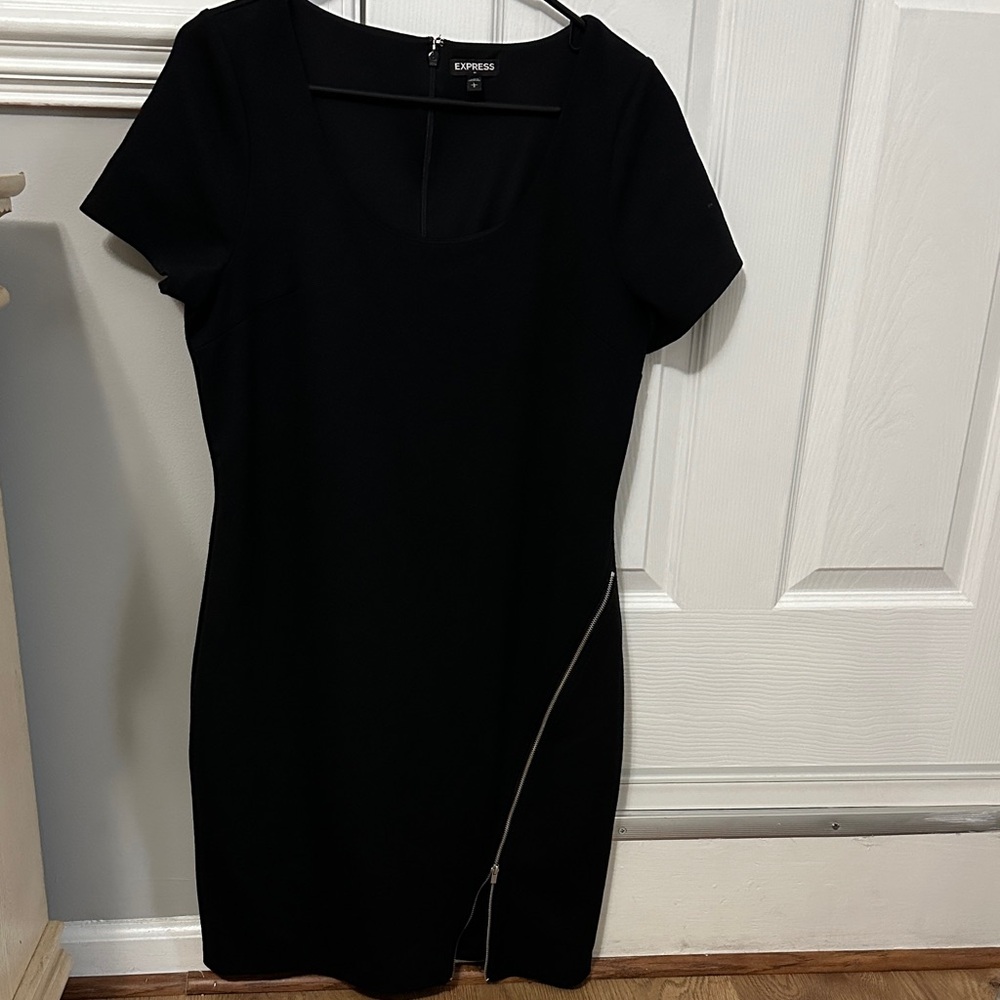 Express Black Mini Dress with Zipper Detail